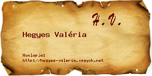 Hegyes Valéria névjegykártya